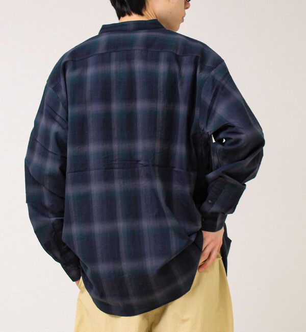GLOSTER「【夏まで使える】テクスチャーバンドカラーチェックシャツ」|シャツ・ブラウス|