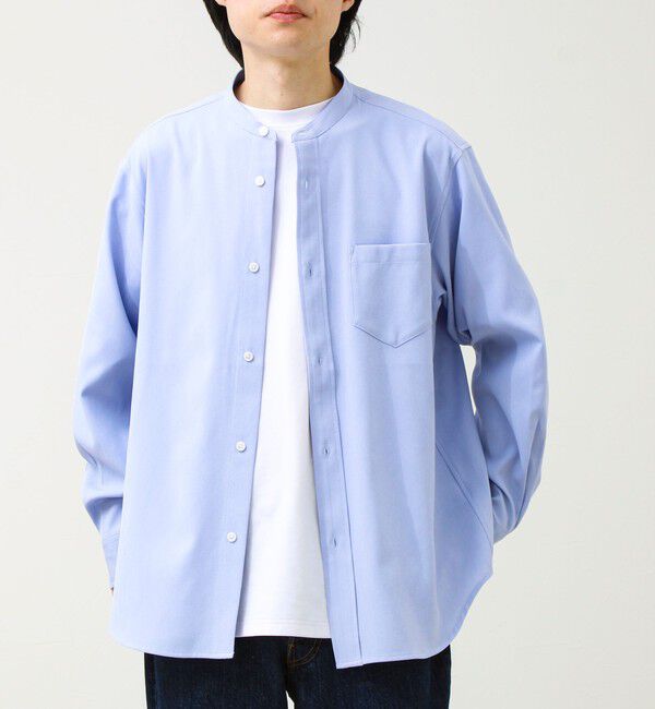 GLOSTER「【きれい見えラク素材】crunchyバンドカラーシャツ」|シャツ・ブラウス|