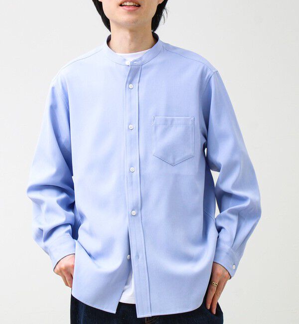 GLOSTER「【きれい見えラク素材】crunchyバンドカラーシャツ」|シャツ・ブラウス|