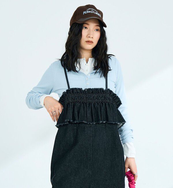fredy emue「フリルデニムサロペット」|オールインワン|