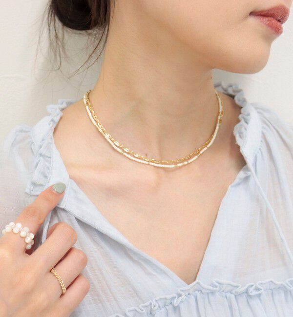 fredy emue「マットビーズアジャスト2セットネックレス」|ネックレス|オフホワイト