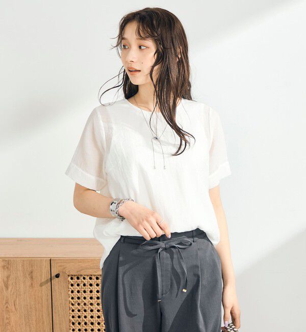 fredy emue「シアーレイヤード半袖ブラウス」|シャツ・ブラウス|オフホワイト