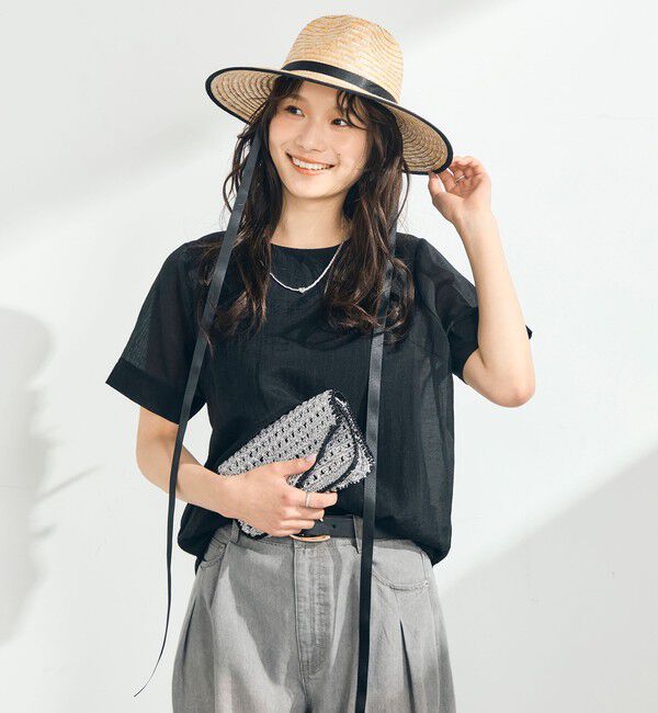 fredy emue「シアーレイヤード半袖ブラウス」|シャツ・ブラウス|ブラック