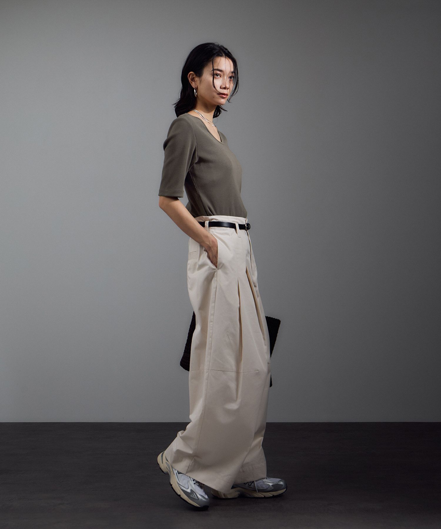 SALON adam et rope'「Primaveil ファームリーリブハーフスリーブTシャツ」|Tシャツ・カットソー|