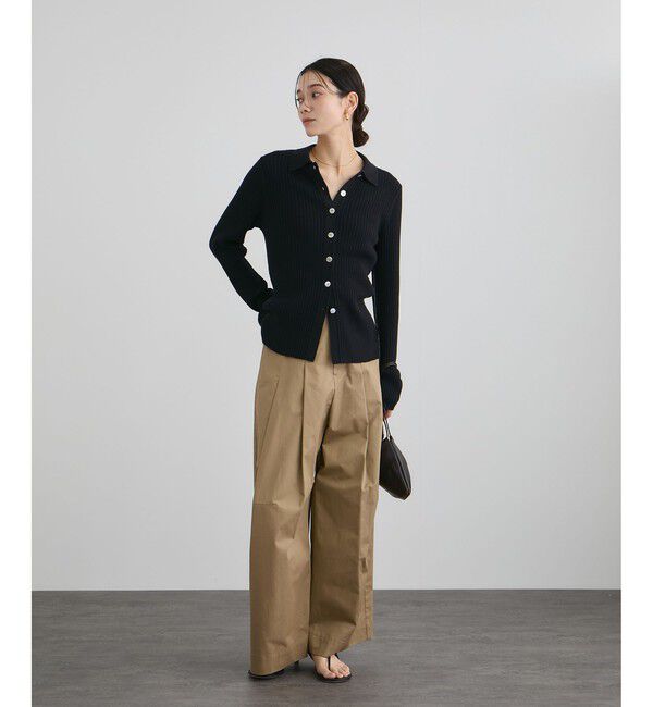 SALON adam et rope'「コットンシルクカシミアリブポロカーディガン」|カーディガン|