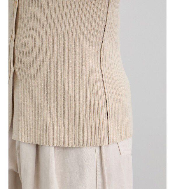 SALON adam et rope'「コットンシルクカシミアリブポロカーディガン」|カーディガン|