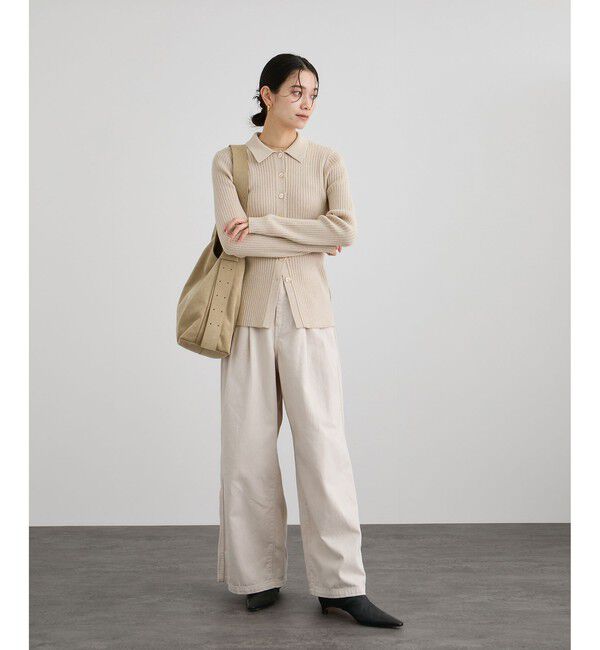 SALON adam et rope'「コットンシルクカシミアリブポロカーディガン」|カーディガン|