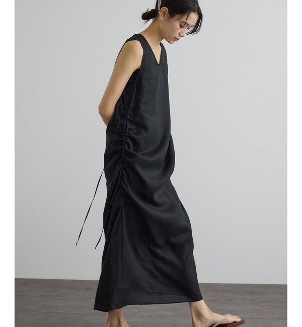 SALON adam et rope'「リネンドロストノースリーブワンピース / GENTLE LINEN」|ワンピース|ブラック(01)