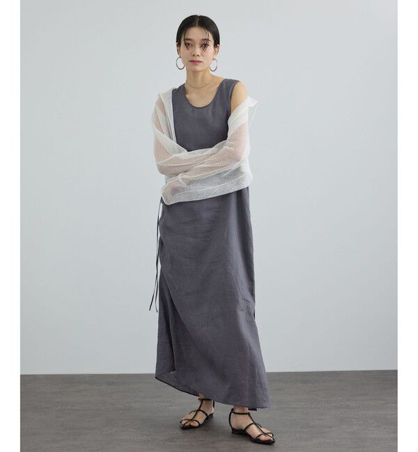 SALON adam et rope'「リネンドロストノースリーブワンピース / GENTLE LINEN」|ワンピース|グレー(07)