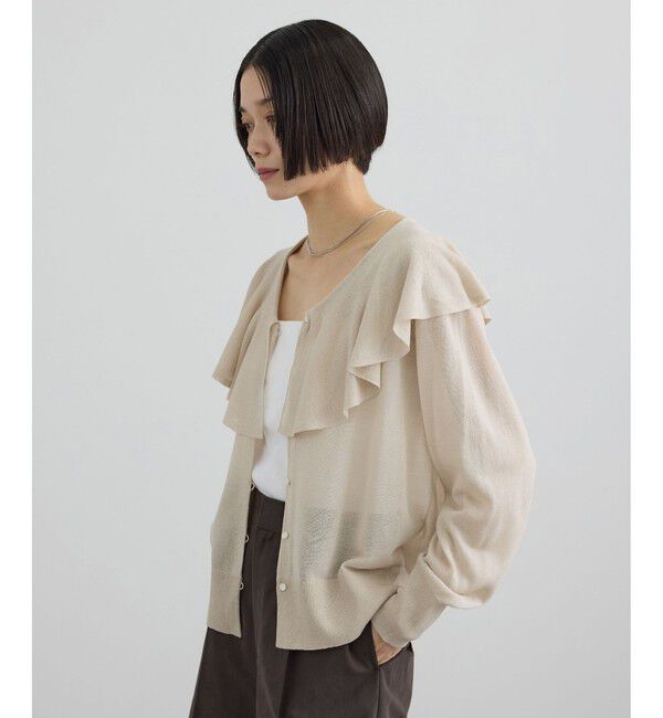 SALON adam et rope'「【WEB限定】ラッフルフリルシアーニットカーディガン」|カーディガン|
