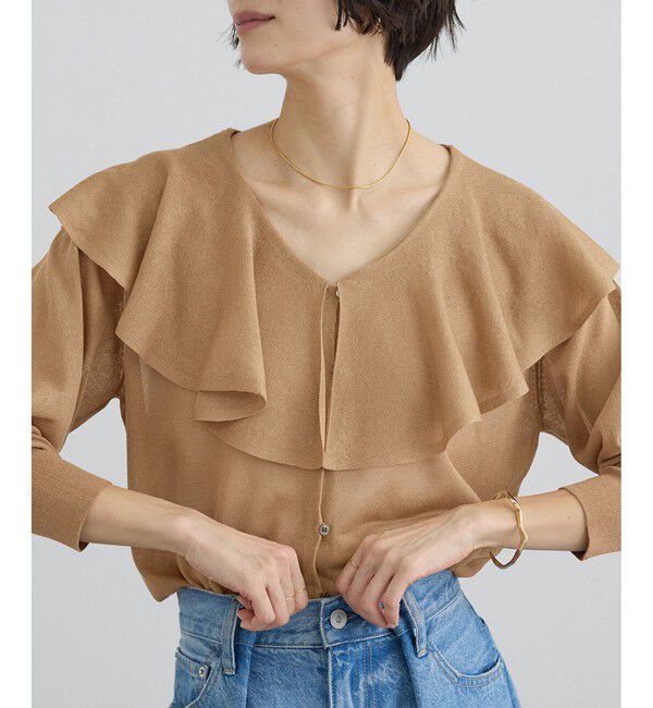 SALON adam et rope'「【WEB限定】ラッフルフリルシアーニットカーディガン」|カーディガン|