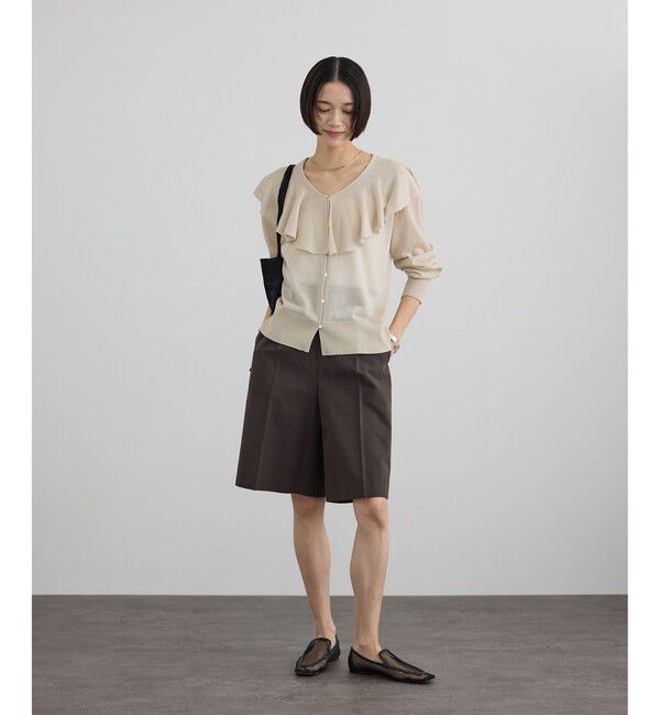 SALON adam et rope'「【WEB限定】ラッフルフリルシアーニットカーディガン」|カーディガン|