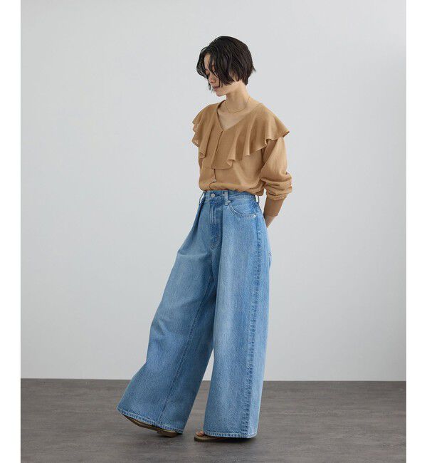 SALON adam et rope'「【WEB限定】ラッフルフリルシアーニットカーディガン」|カーディガン|