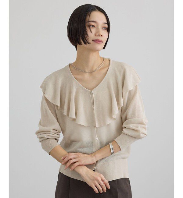 SALON adam et rope'「【WEB限定】ラッフルフリルシアーニットカーディガン」|カーディガン|