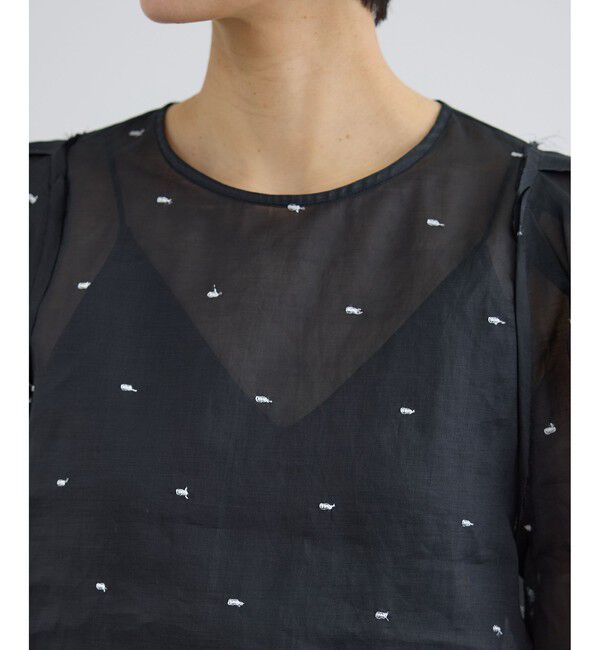 SALON adam et rope'「【WEB限定】ラメドットシアーボリュームスリーブブラウス / イージーケア」|シャツ・ブラウス|