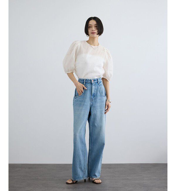 SALON adam et rope'「【WEB限定】ラメドットシアーボリュームスリーブブラウス / イージーケア」|シャツ・ブラウス|