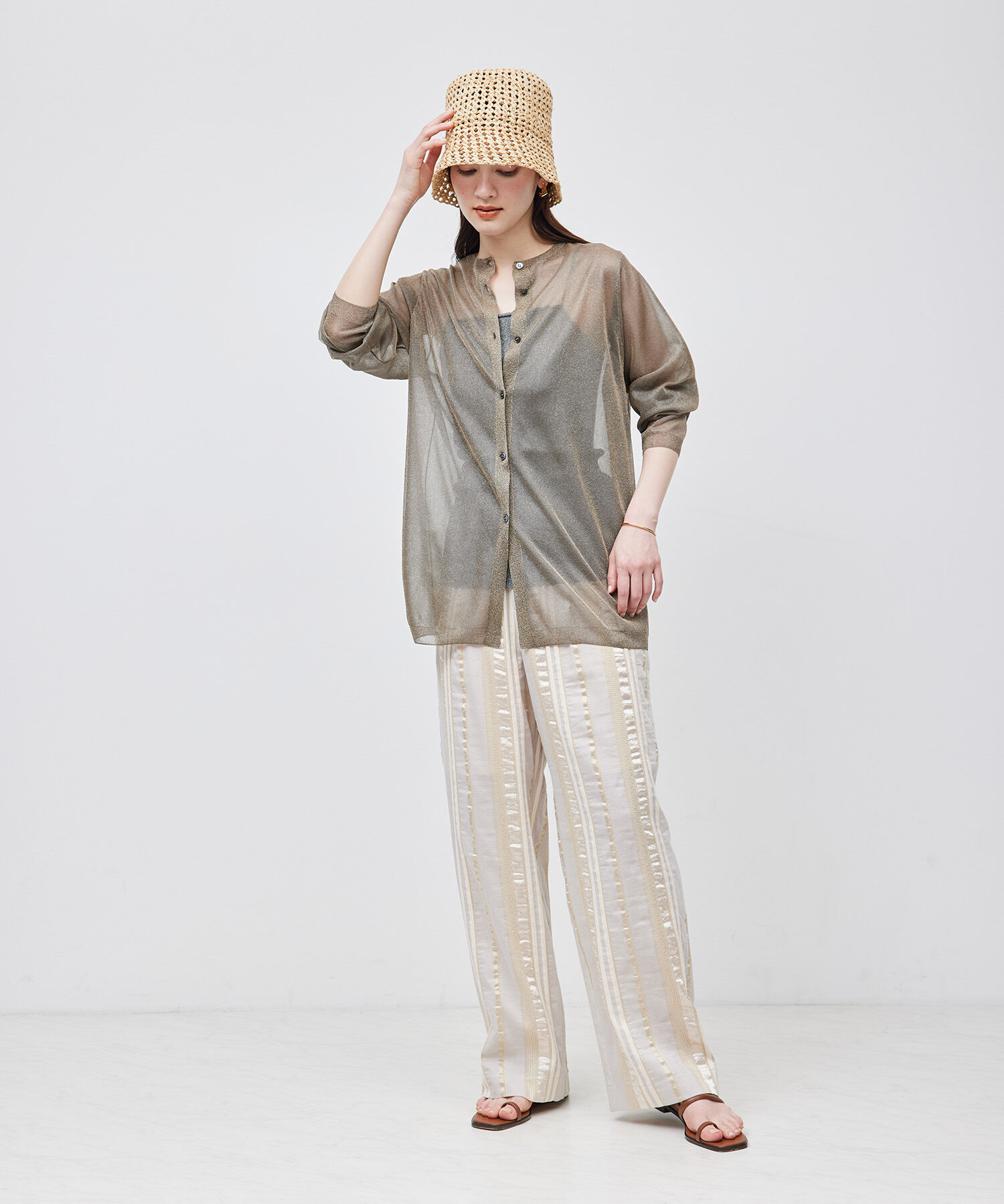 ROPE「パッド付きラメキャミソール」|キャミソール|