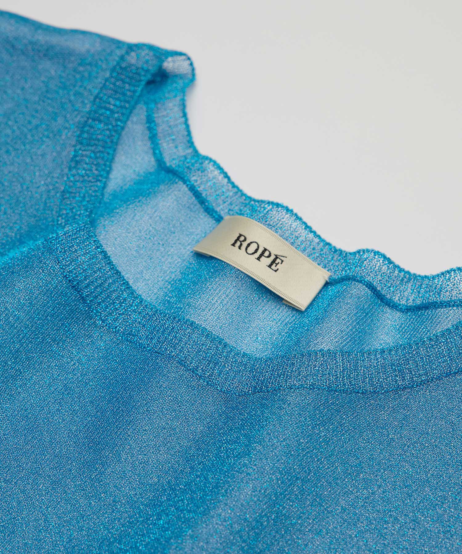 ROPE「【洗える】ラメシアーニット半袖プルオーバー【アンサンブル対応】」|ニット・セーター|