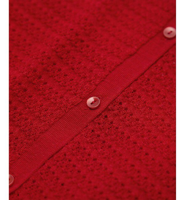 ROPE「透かし編み ニット ポロカーディガン」|カーディガン|