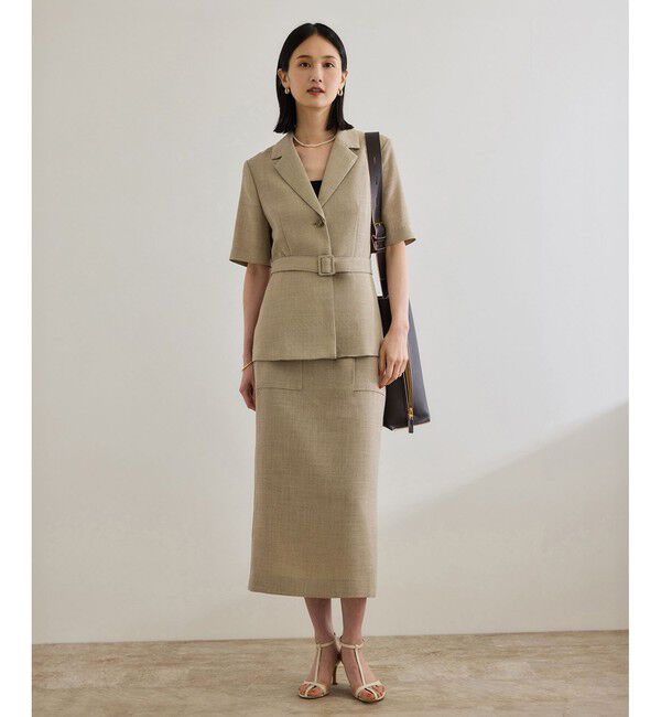 ROPE「リネンライク ポケット付きタイトスカート/イージーケア」|スカート|ベージュ(27)