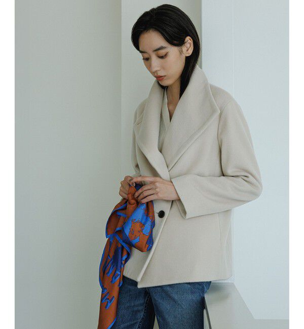 ROPE「プレミアムカシミヤ ショートコート」|ステンカラーコート|オフホワイト(15)