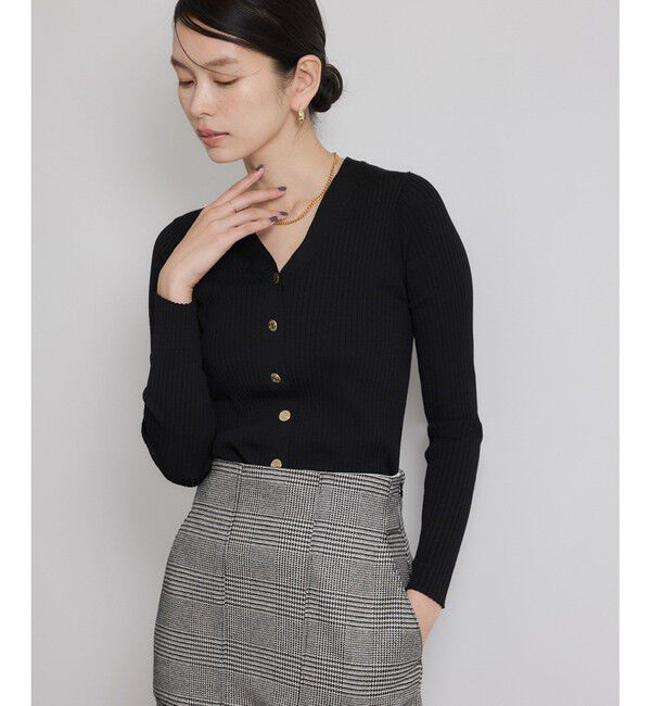 ROPE「ハイゲージワイドリブニットカーディガン」|カーディガン|ブラック(01)