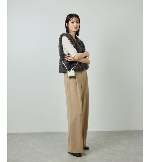 ROPE「ワイドリブラウンドネック スーパーメリノウール ニット/イージーケア」|ニット・セーター|