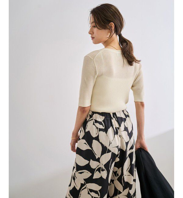 ROPE「ワイドリブラウンドネック スーパーメリノウール ニット/イージーケア」|ニット・セーター|