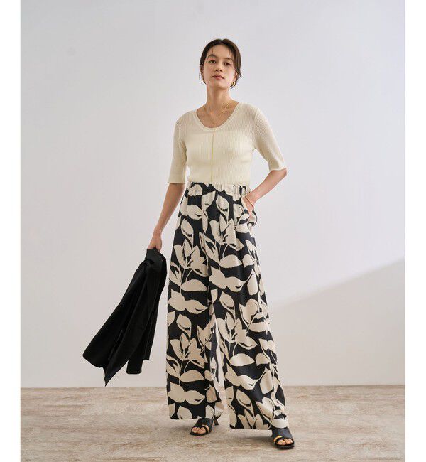 ROPE「ワイドリブラウンドネック スーパーメリノウール ニット/イージーケア」|ニット・セーター|