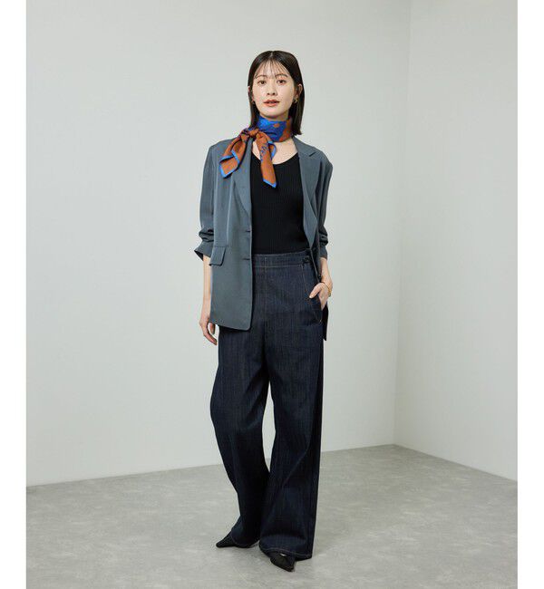 ROPE「ワイドリブラウンドネック スーパーメリノウール ニット/イージーケア」|ニット・セーター|