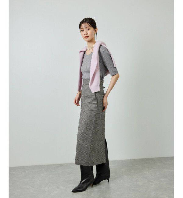 ROPE「ワイドリブラウンドネック スーパーメリノウール ニット/イージーケア」|ニット・セーター|