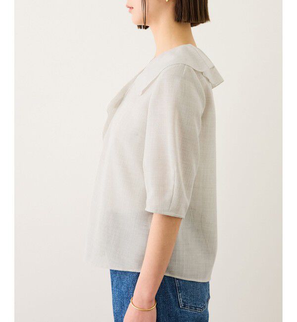 ROPE「リネンライクフリルカラーブラウス/セットアップ対応・イージーケア」|シャツ・ブラウス|
