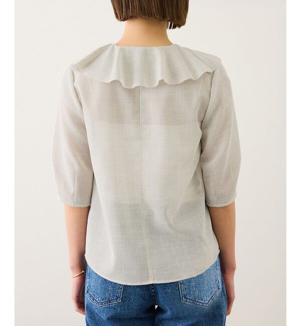 ROPE「リネンライクフリルカラーブラウス/セットアップ対応・イージーケア」|シャツ・ブラウス|