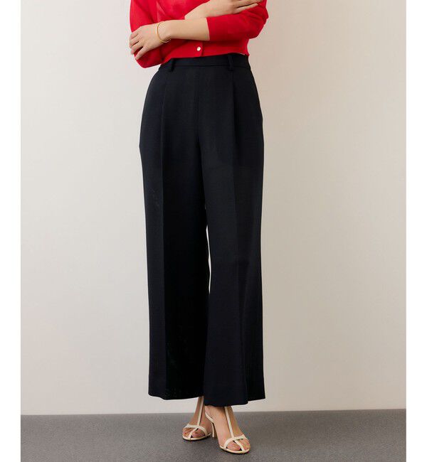 ROPE「カラミ織りワンタックワイドパンツ/セットアップ対応・イージーケア」|チノ|