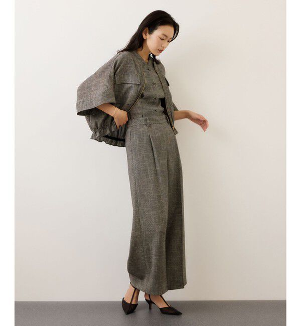 ROPE「カラミ織りワンタックワイドパンツ/セットアップ対応・イージーケア」|チノ|