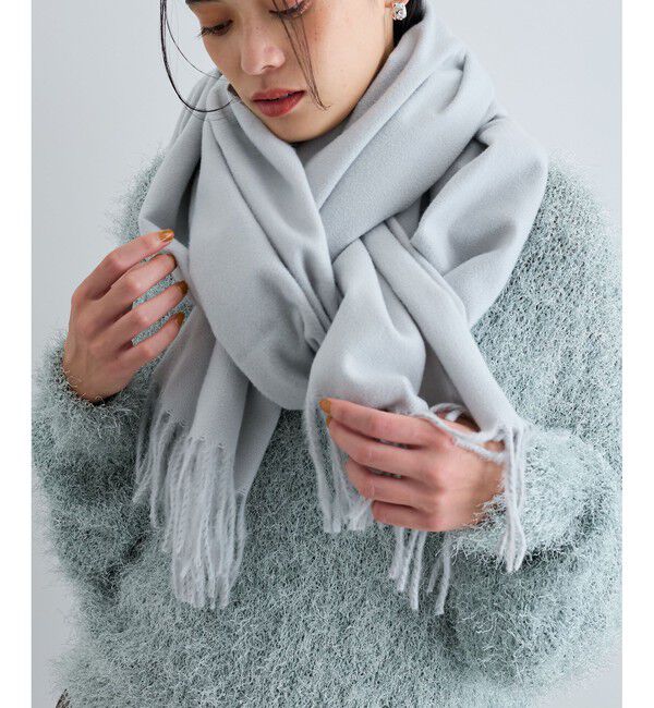 VIS「【リサイクルポリ】なめらかタッチ無地大判ストール」|ストール|ライトグレー