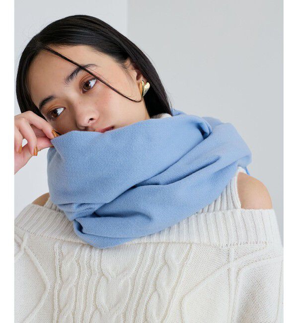 VIS「【リサイクルポリ】なめらかタッチ無地大判ストール」|ストール|サックス