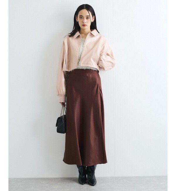 VIS「【洗える】ショートドロストレザージャケット」|ブルゾン・スタジャン|