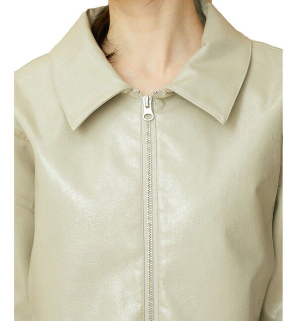 VIS「【洗える】ショートドロストレザージャケット」|ブルゾン・スタジャン|