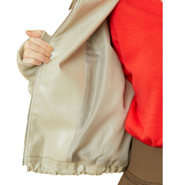 VIS「【洗える】ショートドロストレザージャケット」|ブルゾン・スタジャン|