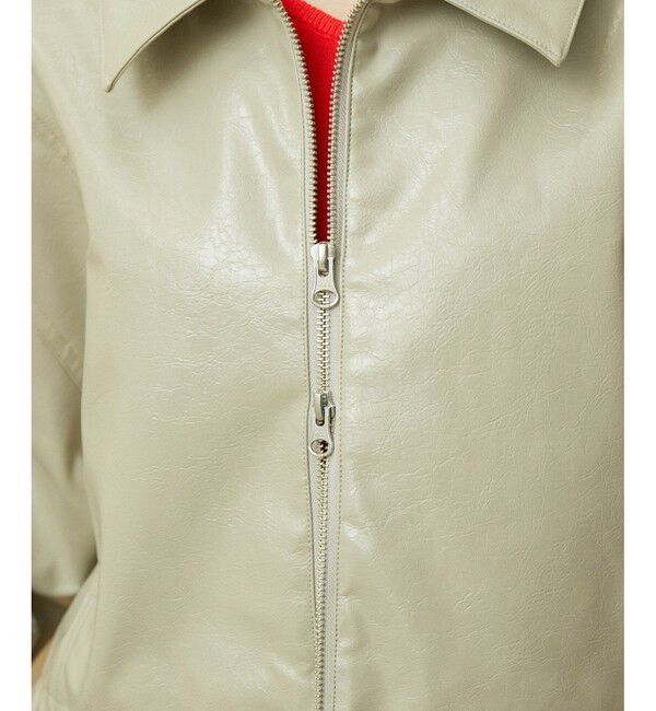 VIS「【洗える】ショートドロストレザージャケット」|ブルゾン・スタジャン|