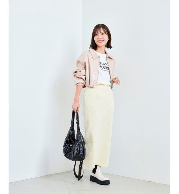 VIS「【洗える】ショートドロストレザージャケット」|ブルゾン・スタジャン|