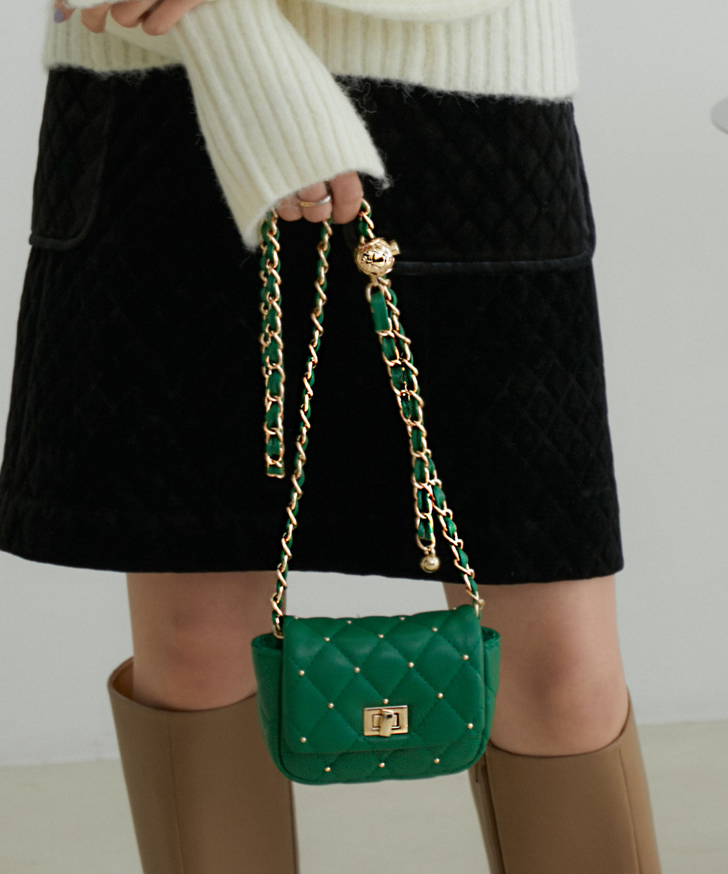 VIS「ミニスタッズチェーンショルダーバッグ」|ショルダー・メッセンジャー|グリーン(30)