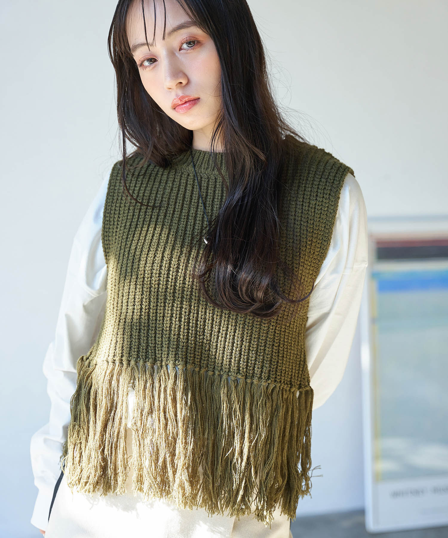 VIS「フリンジニットベスト」|ベスト・ジレ|