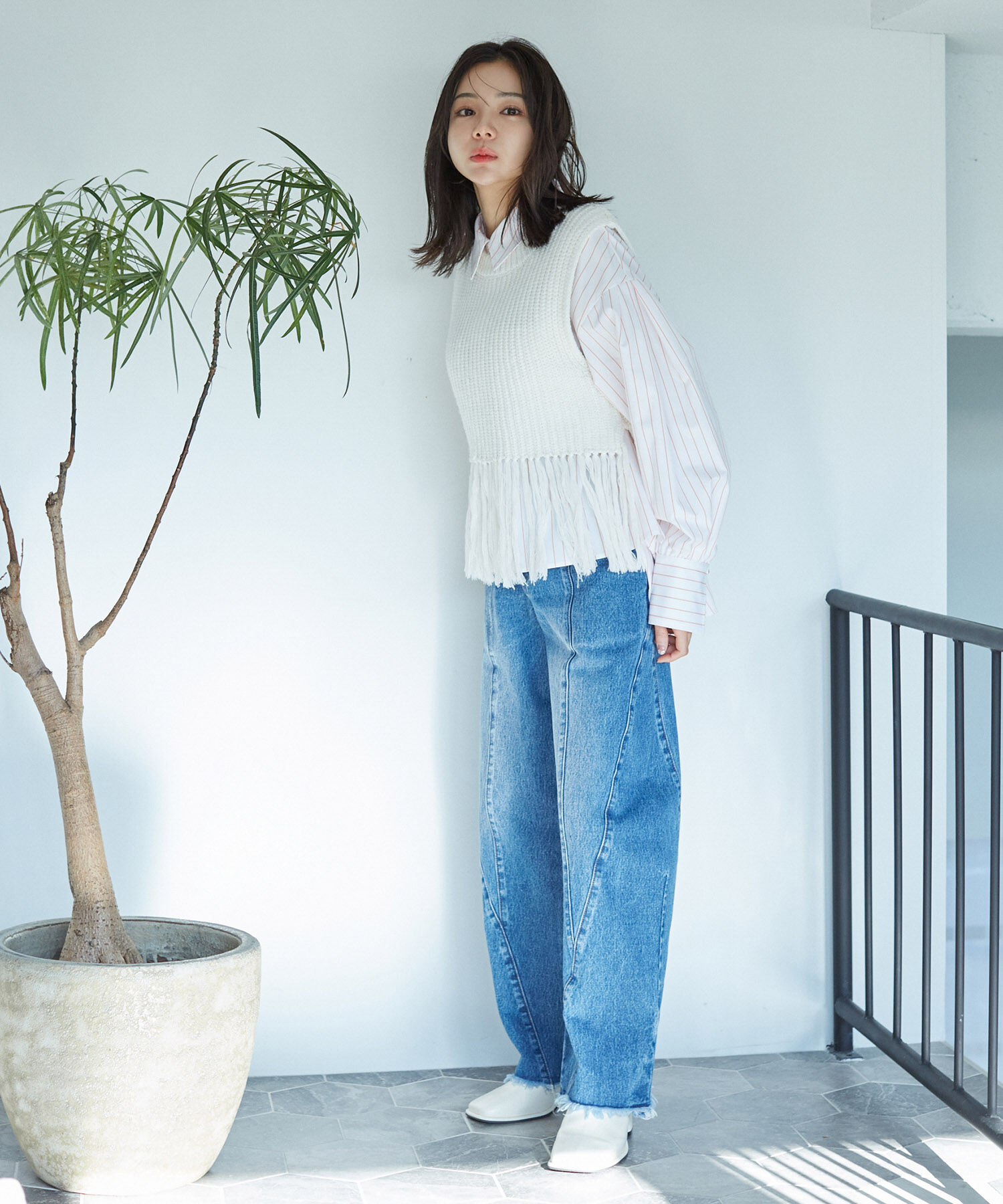 VIS「フリンジニットベスト」|ベスト・ジレ|