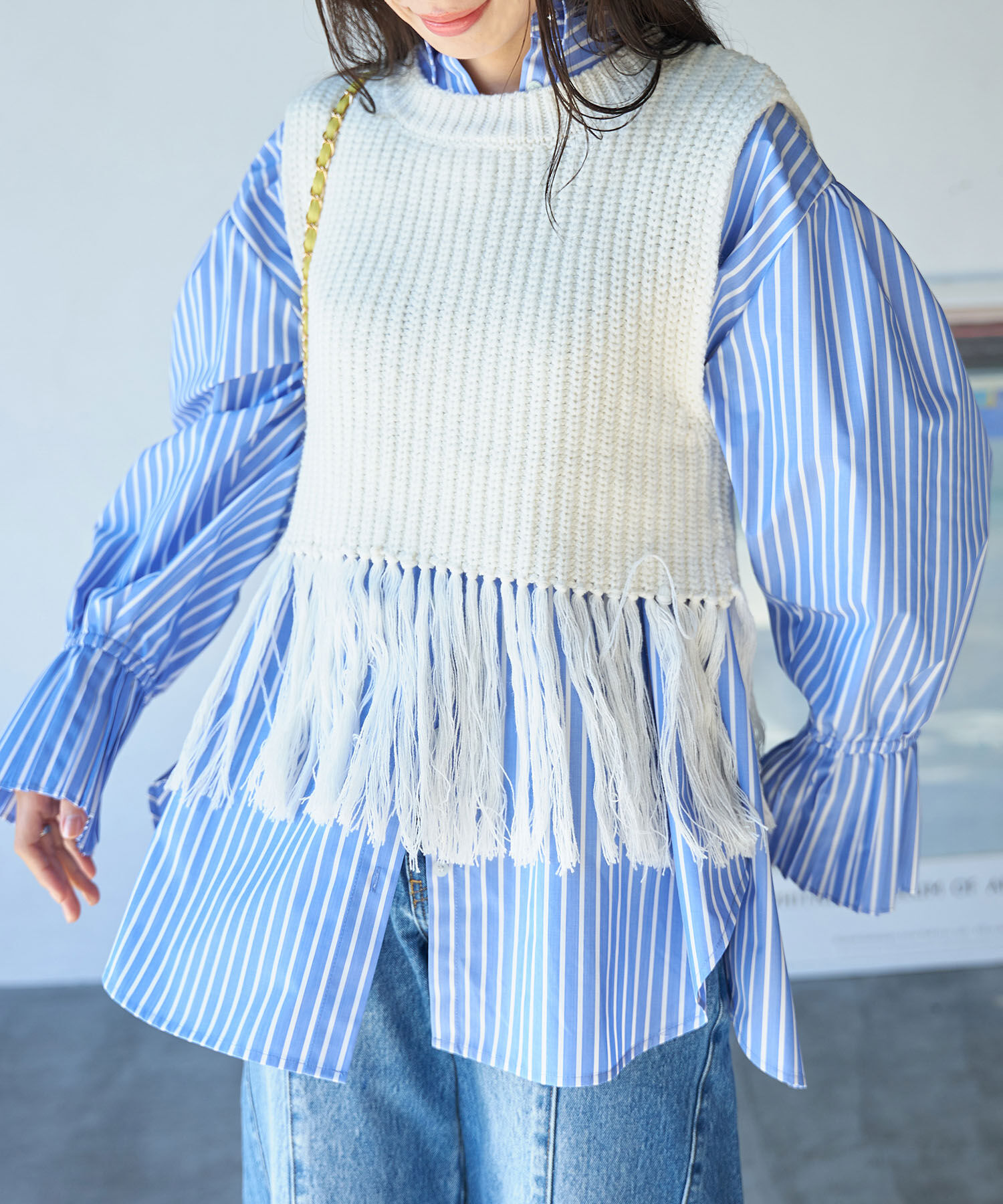 VIS「フリンジニットベスト」|ベスト・ジレ|