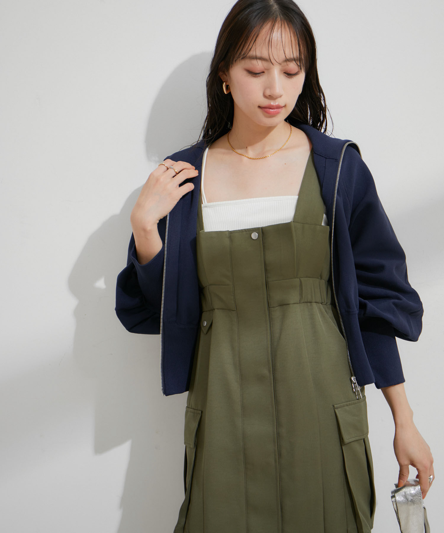 VIS「ミリタリービッグポケットジャンパースカート」|ジャンパースカート|