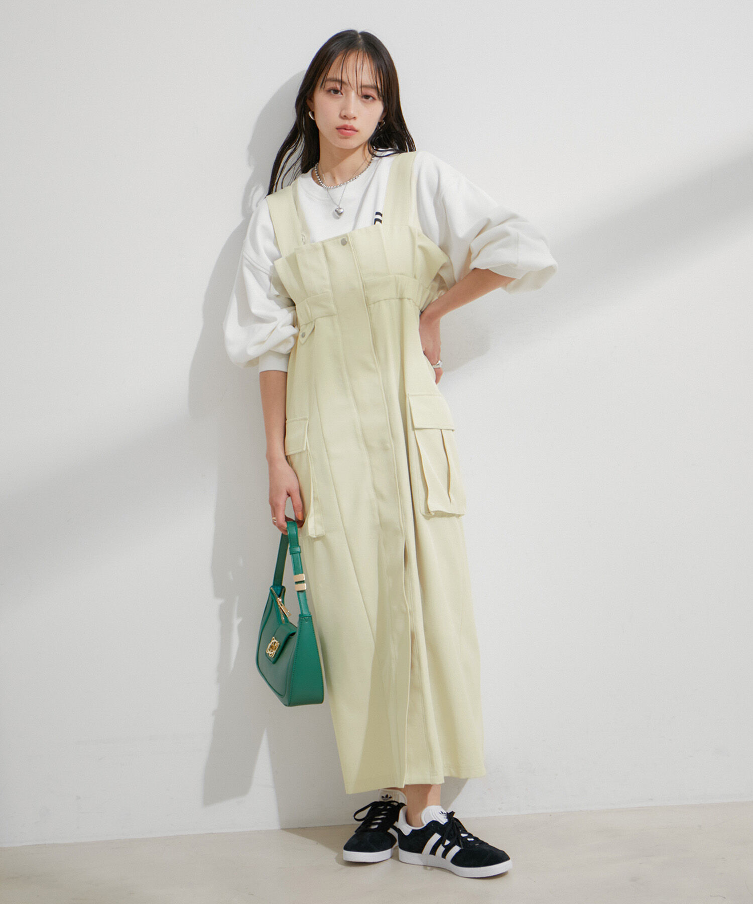 VIS「ミリタリービッグポケットジャンパースカート」|ジャンパースカート|