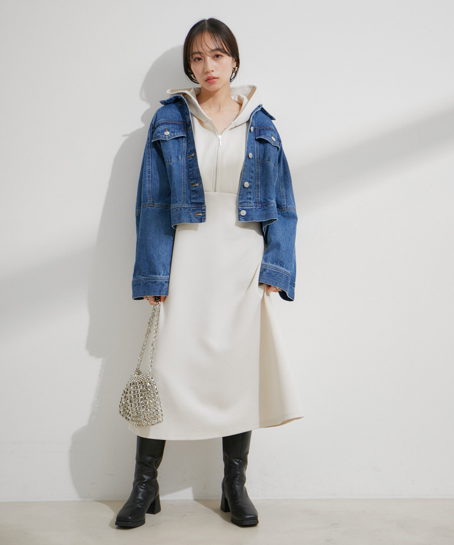 VIS「スフレタッチフーディーワンピース【洗える】」|ワンピース|