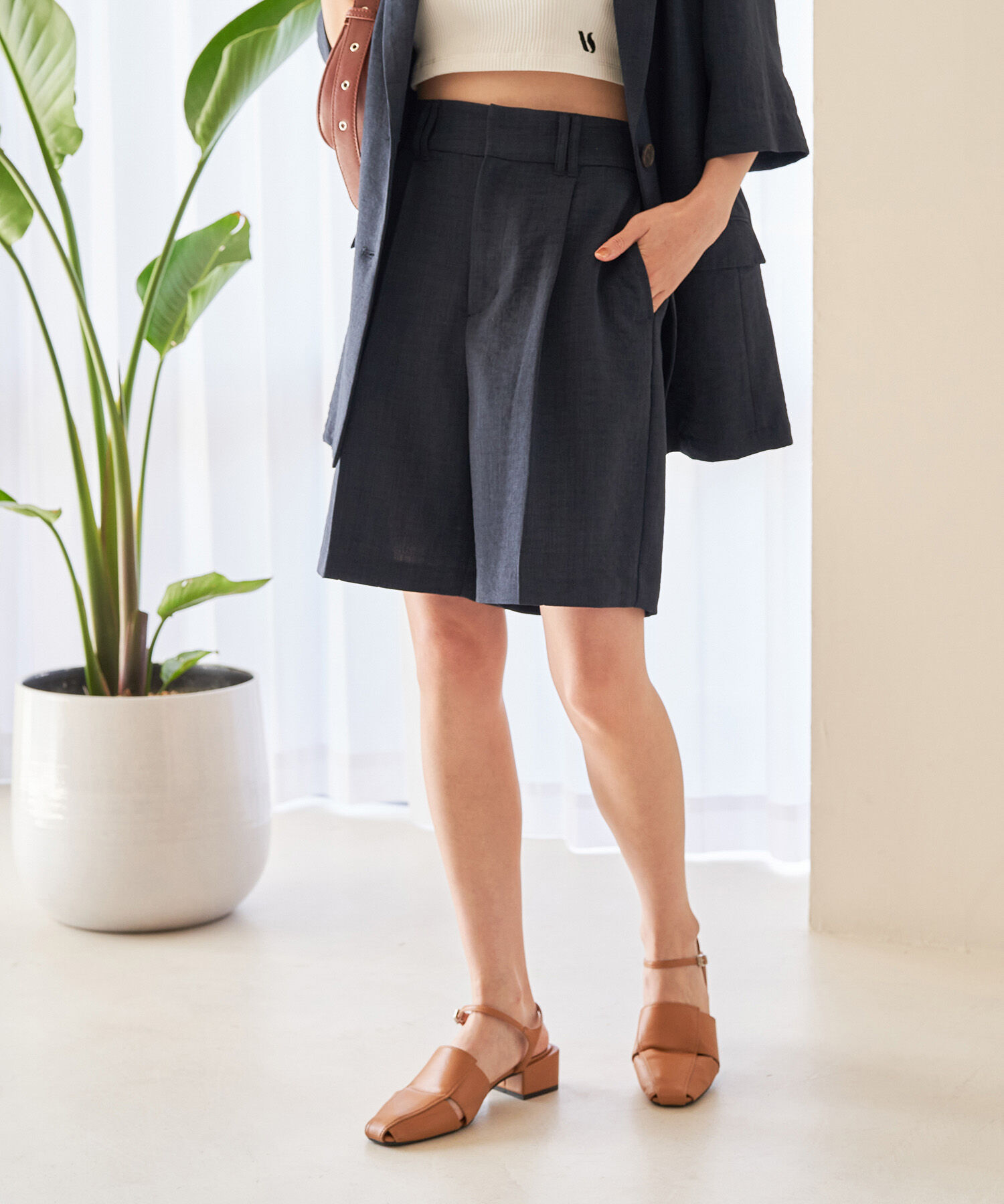 VIS「【接触冷感・洗える】美easyリネンライクショートパンツ」|その他|